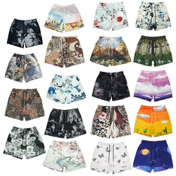 2024Summer New Digital Printing American Sports Casual Shorts Mesh Breathable and Loose Men's Short Shorts