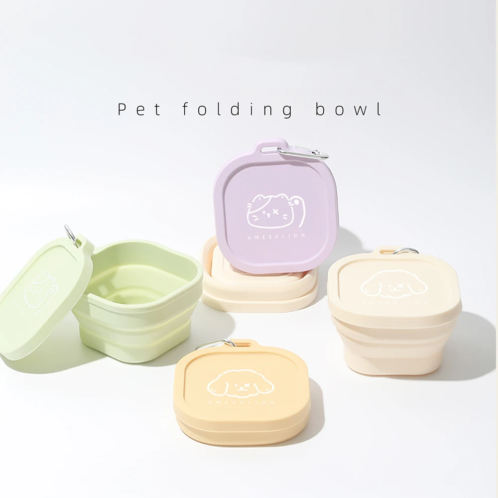 

Food Grade Silicone Pet Bowl Collapsible Portable Dog Water Bowl Travel Outdoor Puppy Feeding Dish Container With Carabiner Clip