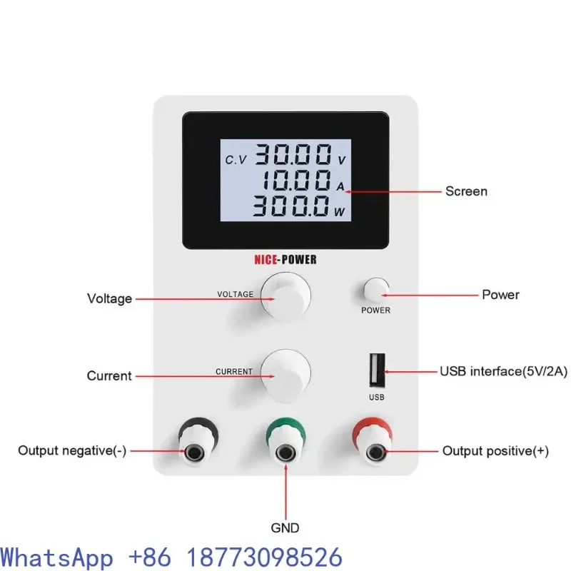R-PS3010D Precision Four Digital Display Adjustable Variable Power Source Laboratory Bench 30V 10A DC Power Supply
