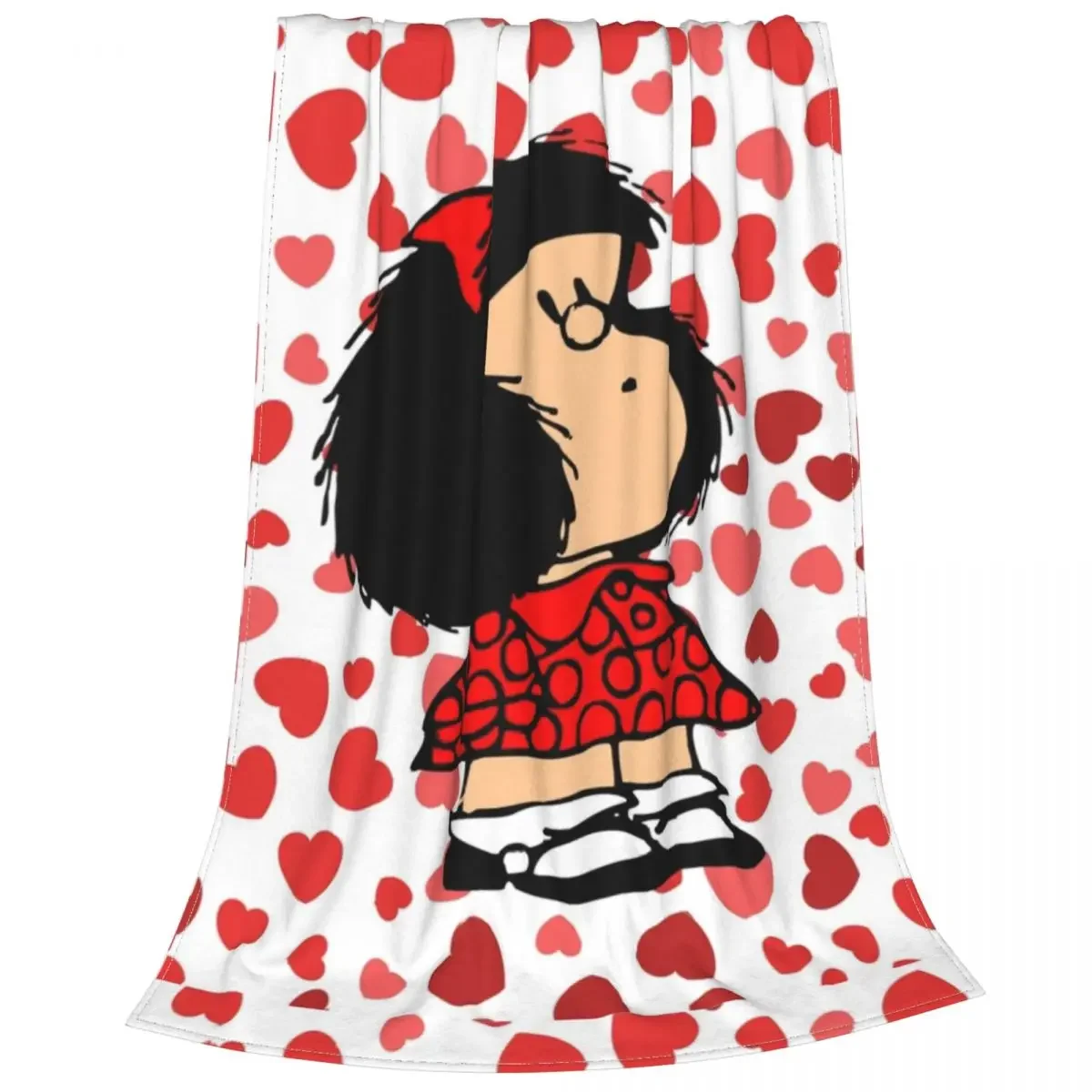 Mafalda Heart Fleece Blankets Amine Cartoon Creative Throw Blankets for Home Hotel Sofa 125*100cm Bedspreads