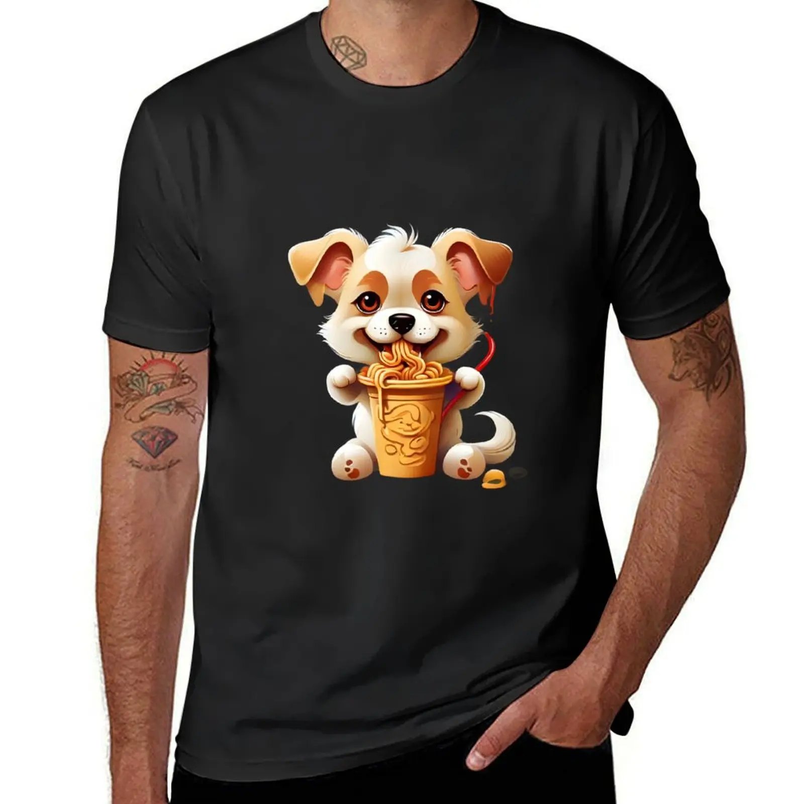 Dog With Food T-Shirt anime clothes customs design your own quick-drying sports fans slim fit t shirts for men