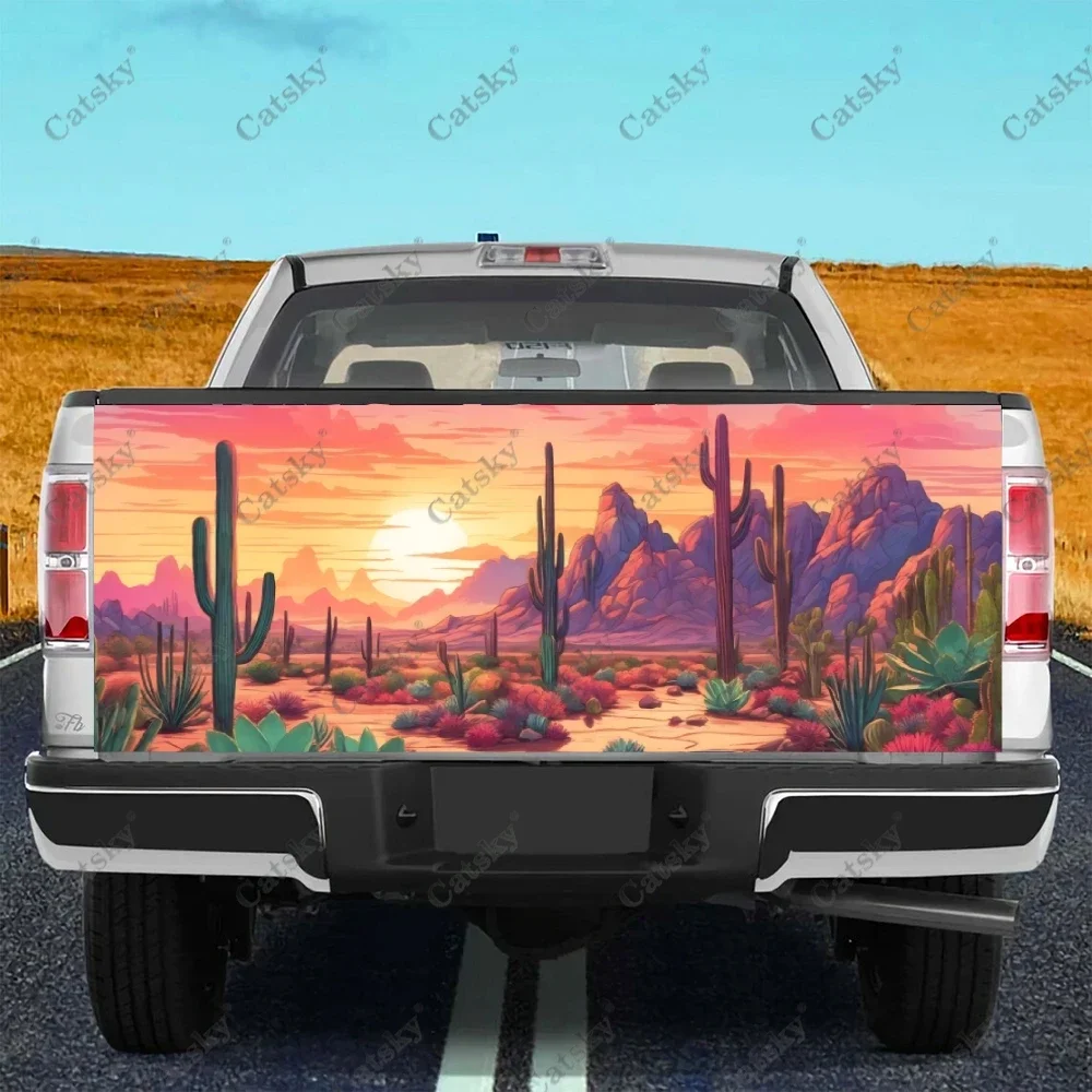 Desert With Cactus Trees Truck Tailgate Wrap Professional Grade Material Universal Fit for Full Size Trucks Weatherproof