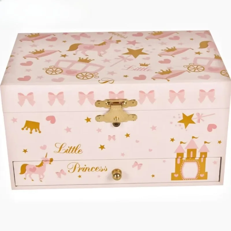 Pink Ballerina Musical Jewelry Box with Makeup Mirror Kid Jewelry Storage Case Girl Ideal Gift Birthday Christmas Children's Day