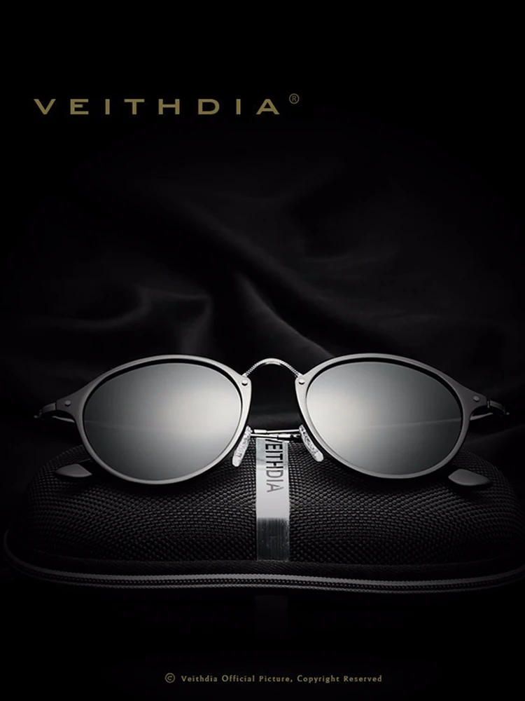 VEITHDIA Brand Designer Sunglasses Fashion Sun Glasses Vintage Polarized Coating UV400 Lens Round Male Eyewear For Women VT6358