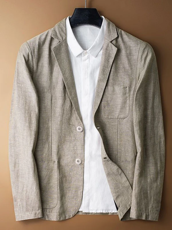 

Мужской костюм из чистого льна, повседневный, тонкий, осенне-весенний, модный, городской, деловой, повседневный, классический, с одной пуговицей, украшенный irt