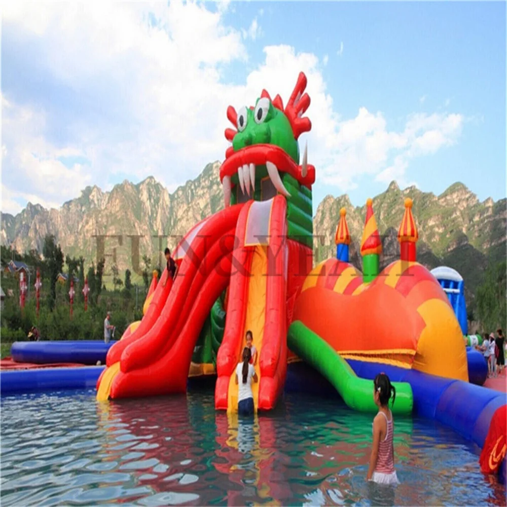 Inflatables Water Amusement Land Park Crocodile Faucet Slide Theme Parks Water Play Equipment Park Inflatable