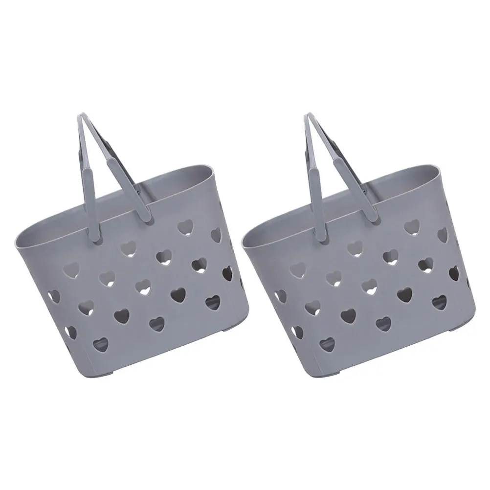 

2Pcs Bathroom Storage Basket Hollow Handheld Plastic Baskets for Fruit Vegetable Sundries Storage Shopping Household Use
