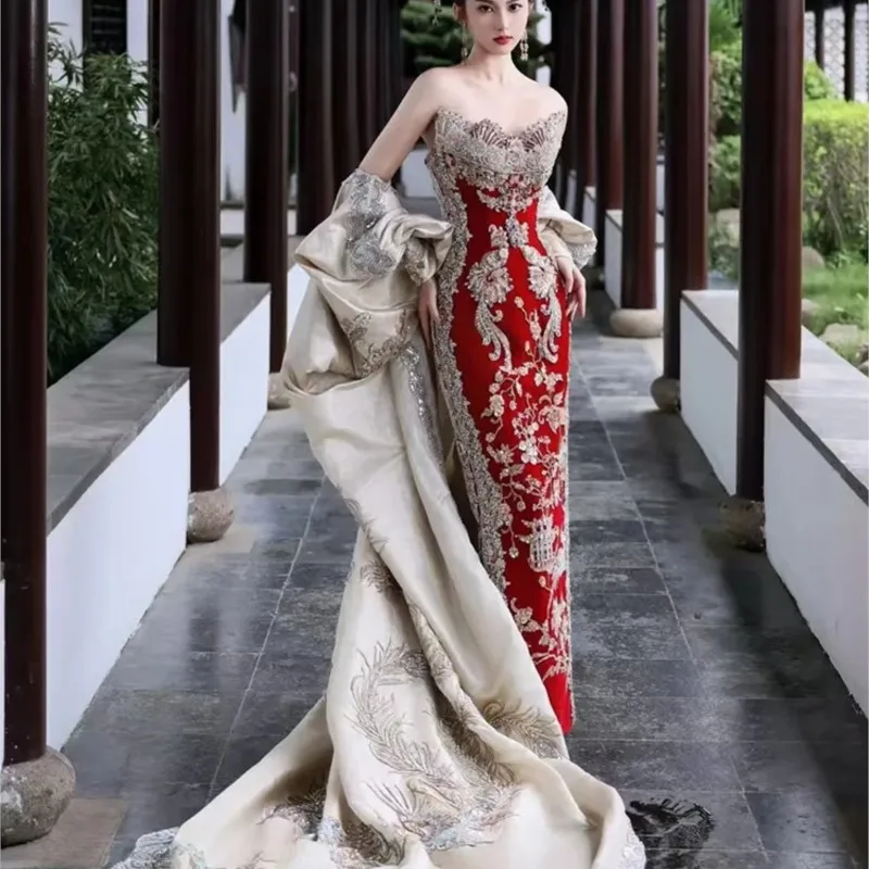 New Chinese-style toasting cheongsam strapless dress from Heavy Industry