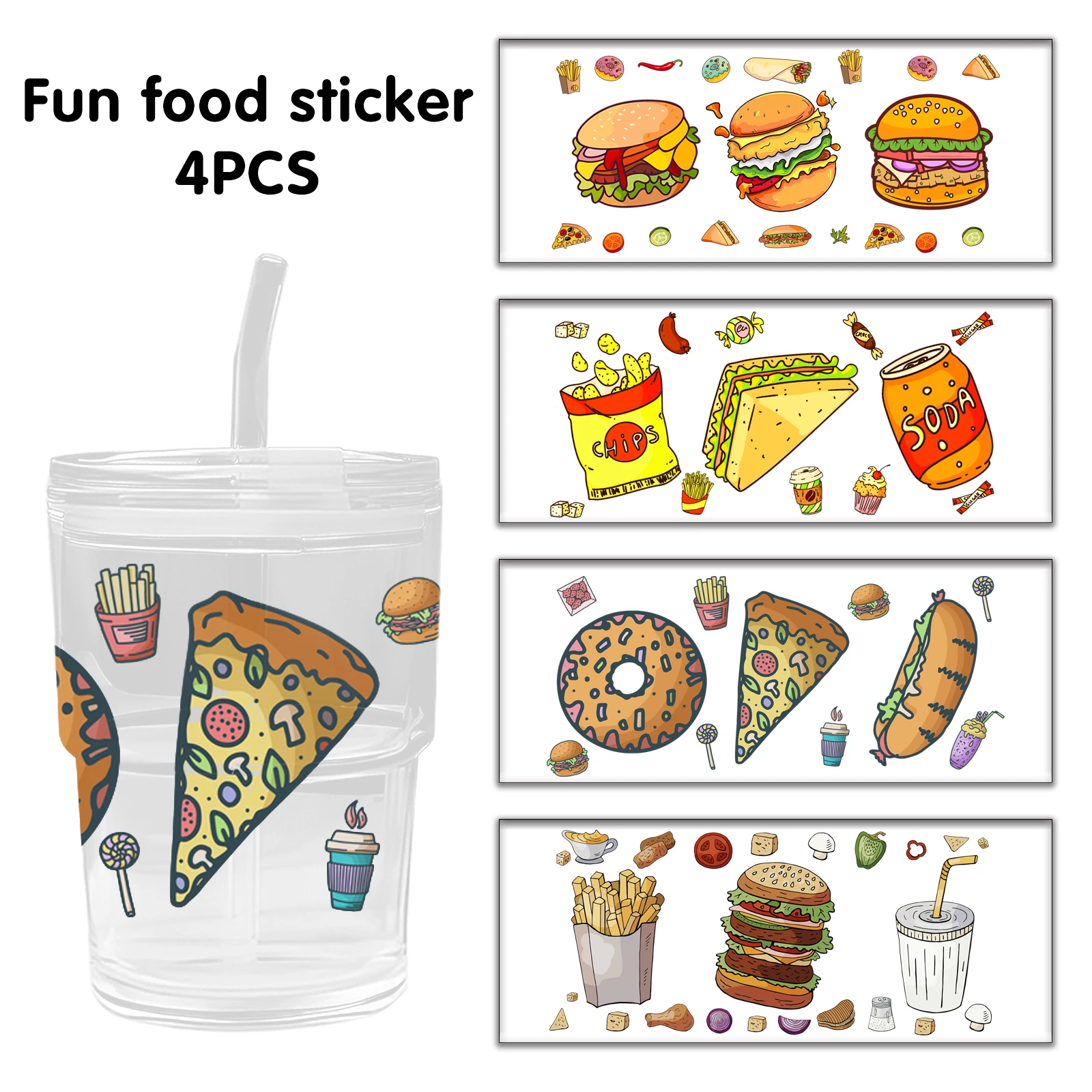 

Fun Food Series Printed Crystal Sticker Laptop Scrapbook Mobile Doodle DIY Sticker Toy