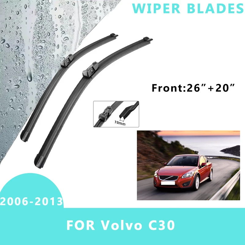 

Car Front Windscreen Wiper Blades Brushes Windshield Window Cutter Accessories 2PCS for Volvo C30 2006-2013 26“+20”