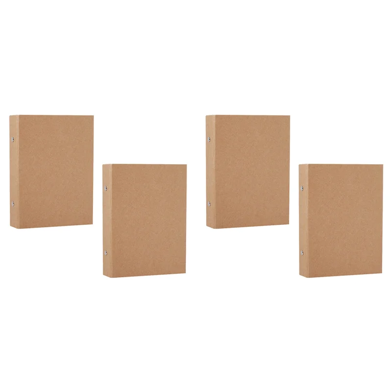 4Pcs A5 Refillable Ring Binder,A5 Kraft Paper Binder Tray With 2 Rings To Add Loose Sheets,A5 Kraft Paper Folders
