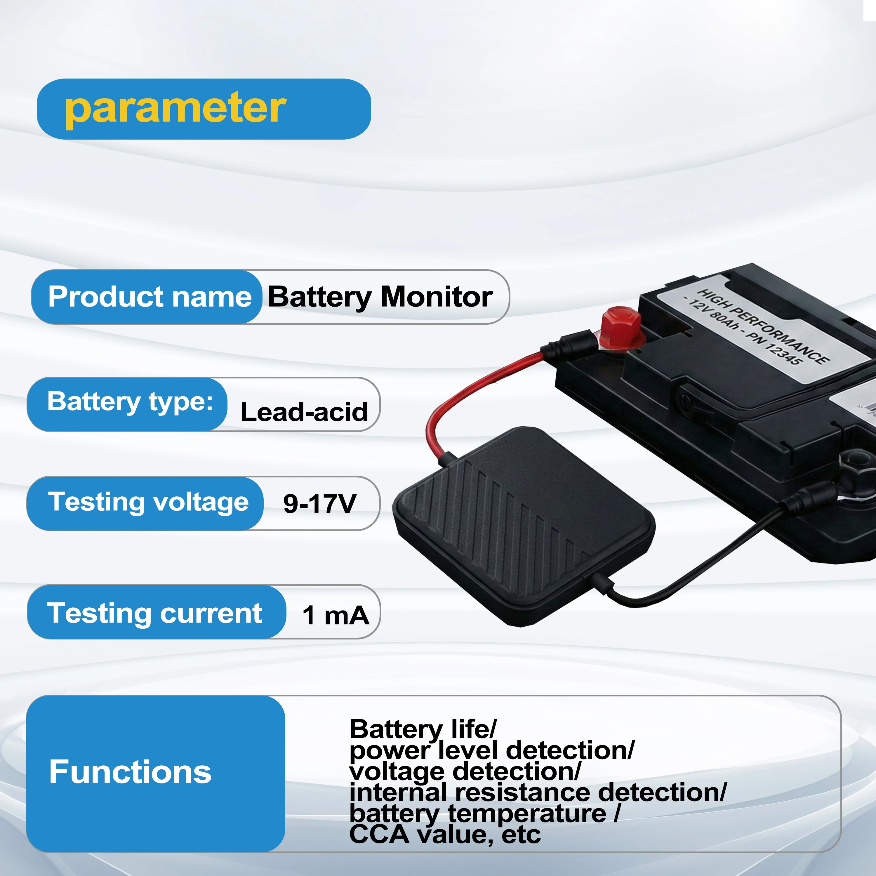 Heltec Car Battery Monitor Bluetooth 9-17V 8-40V Real-Time Voltage Tester with App for iOS & Android Lifespan Alert