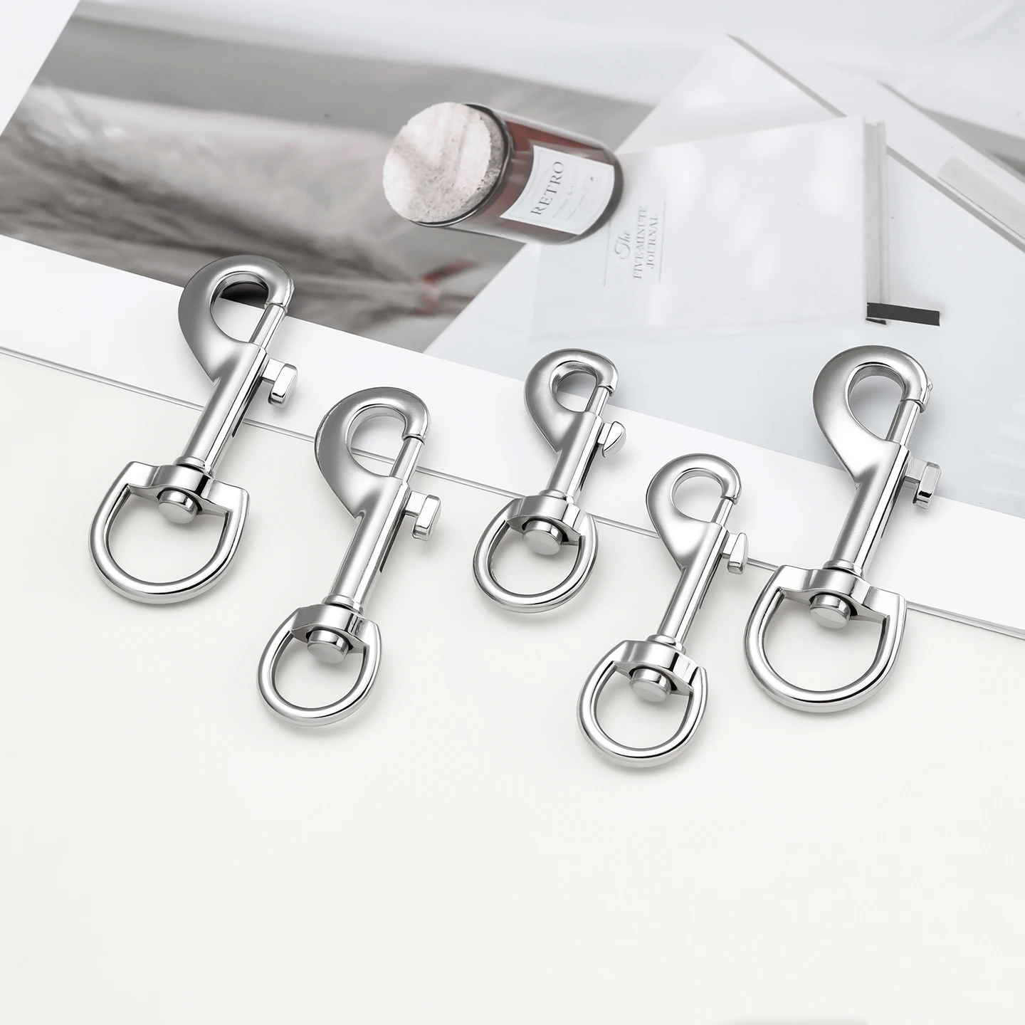 1Pc 45-80mm 304 Stainless Steel Swivel Snap Hook Metal Clasp for Dog Leash Strap Keychain Bag Rope Hardware Accessory Clip