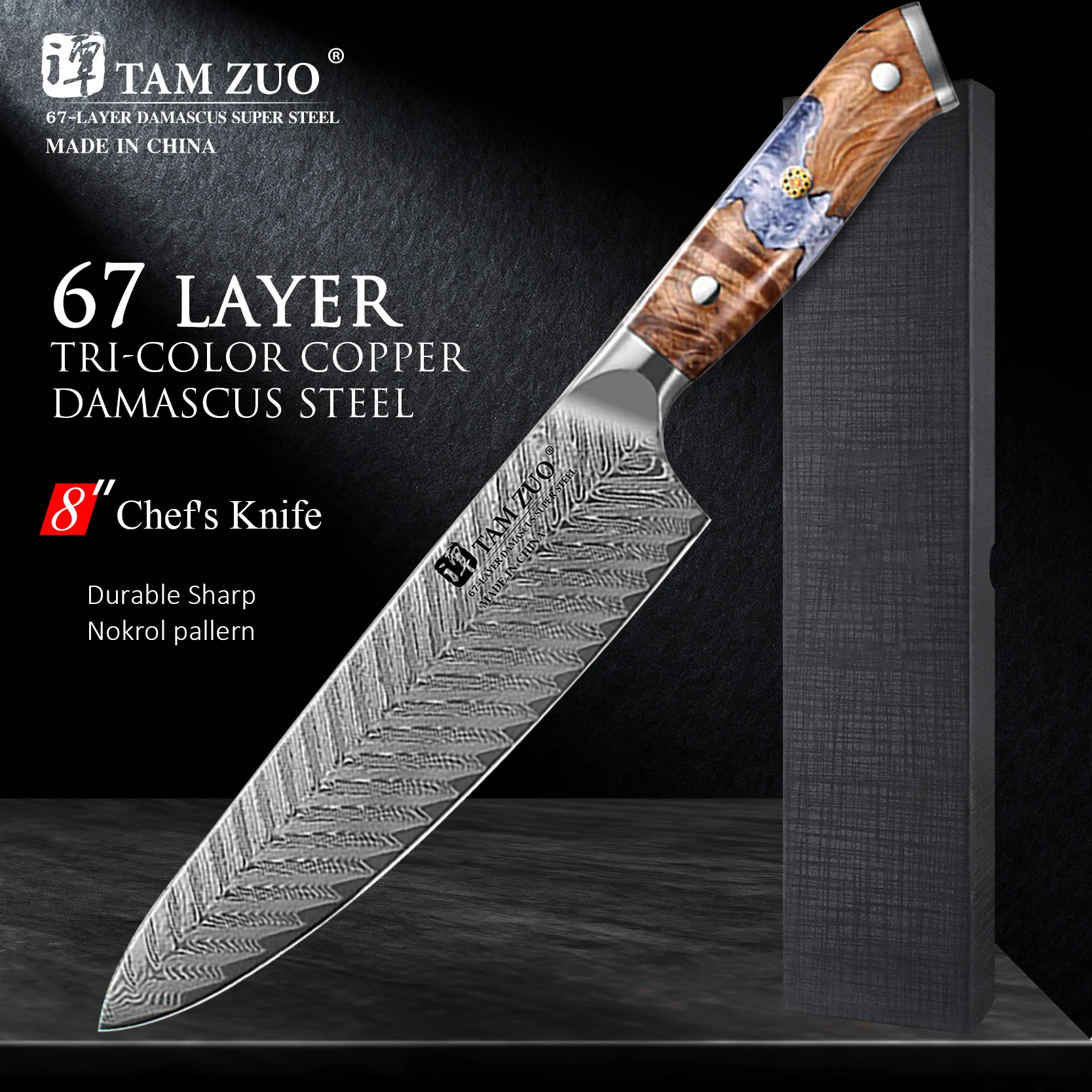 

TAMZUO Damascus Steel Knife Cleaver kitchen knives Accessories For Meat Vegetables Fish Professional Kitchen Chef Knife