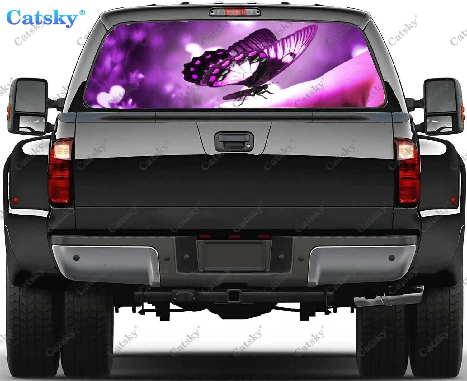 

Car Purple Butterfly Printing Rear Window Stickers Windshield Decal Steed Truck Rear Window Decal Tint Perforated Vinyl Graphic