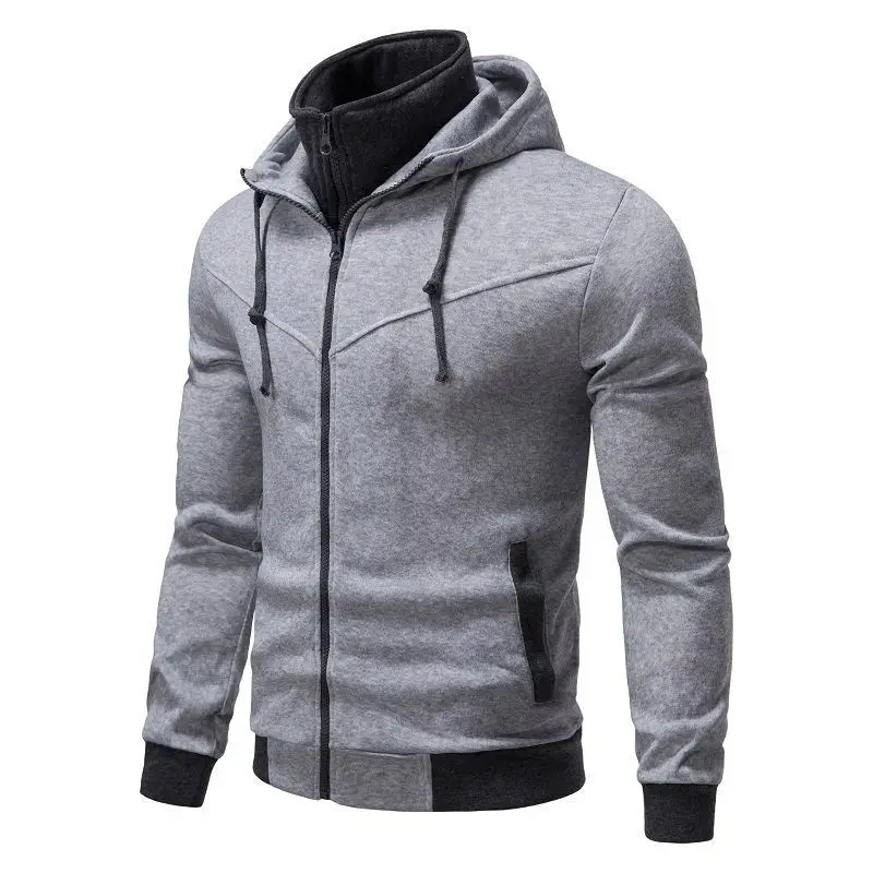 2024 high-quality foreign trade hoodie men\'s spring new item men\'s outdoor fashion casual sports slim fit contrasting color hood