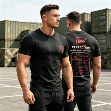 Tactical Mechanical Line Letter Family Matching T‑Shirt Father Son Parent‑Kid Short Sleeve Outdoor Streetwear Outfit