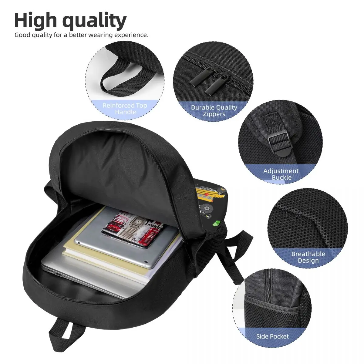 Monster Vehicles The Kids'Picture Show Woman Backpacks Boys Girls Bookbag Children School Bags Portability Rucksack Shoulder Bag
