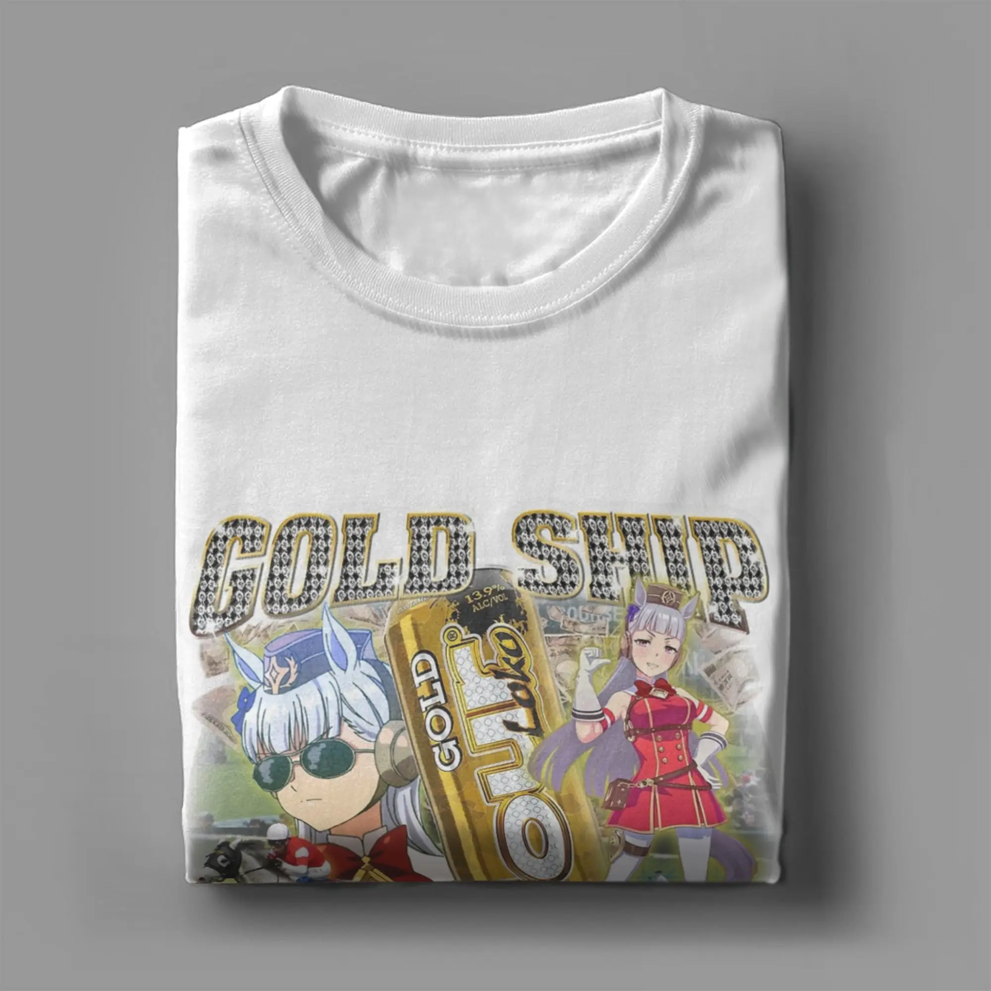 Uma Musume Horse Girl أنيمي تي شيرت الرجال القطن عادية تي شيرت الياقة المستديرة تيز ملابس قصيرة الأكمام فريدة من نوعها