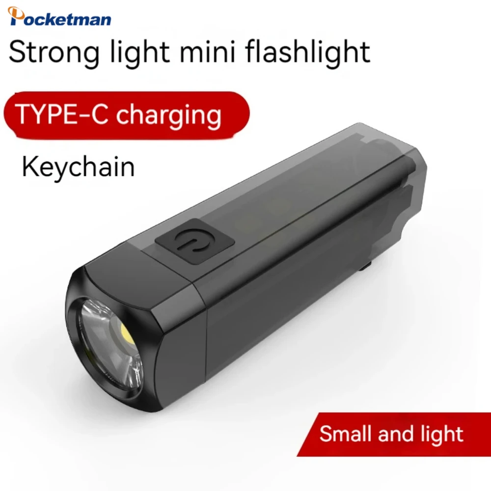 Mini Flashlight Pocket Keychain Light 7 Lighting Modes USB Rechargeable Flashlights Multi-functional Keychain Flashlights