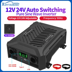 DATOU BOSS Pure Sine Wave Inverter 12v 24v 1200w 2300w Two Voltages Support dc ac Inverter 12v to 220v EU Peak Power 4000W