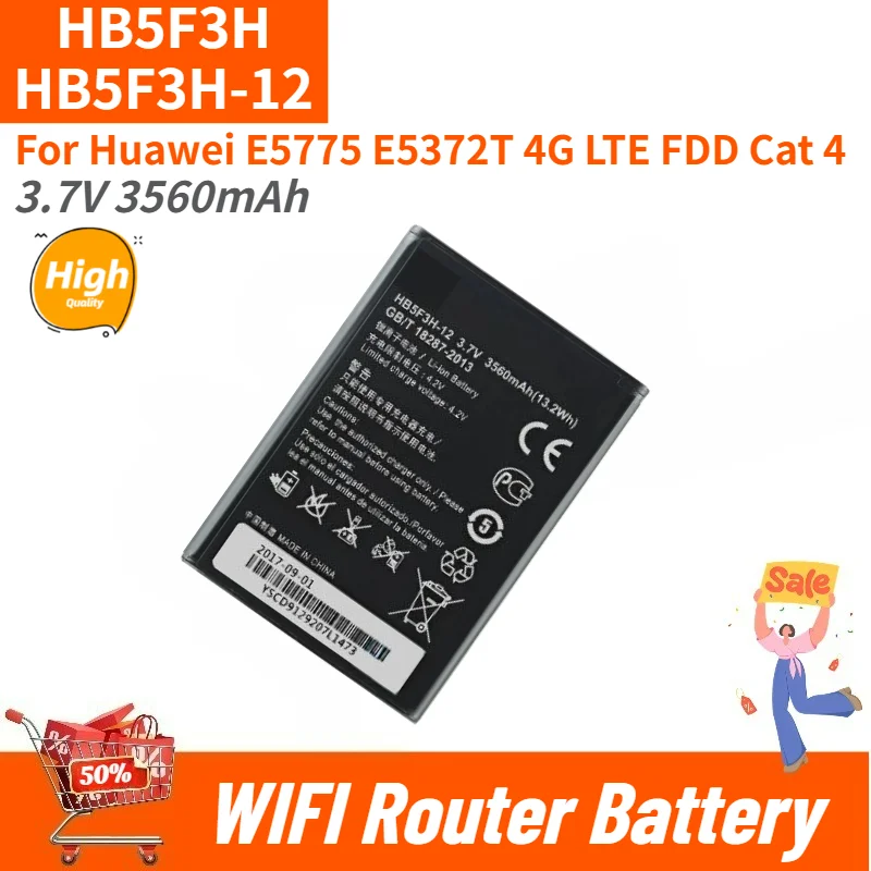 High Quality HB5F3H HB5F3H-12 WIFI Router Battery 3.7V 3560mAh For Huawei E5775 E5372T 4G LTE FDD Cat 4 New Replacement Battery