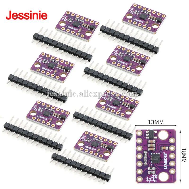 10pcs/1pc LSM6DS3 6 Axis IMU Breakout Board 3D Accelerometer Gyroscope Embedded Temperature Sensor with SPI/I2C Interface