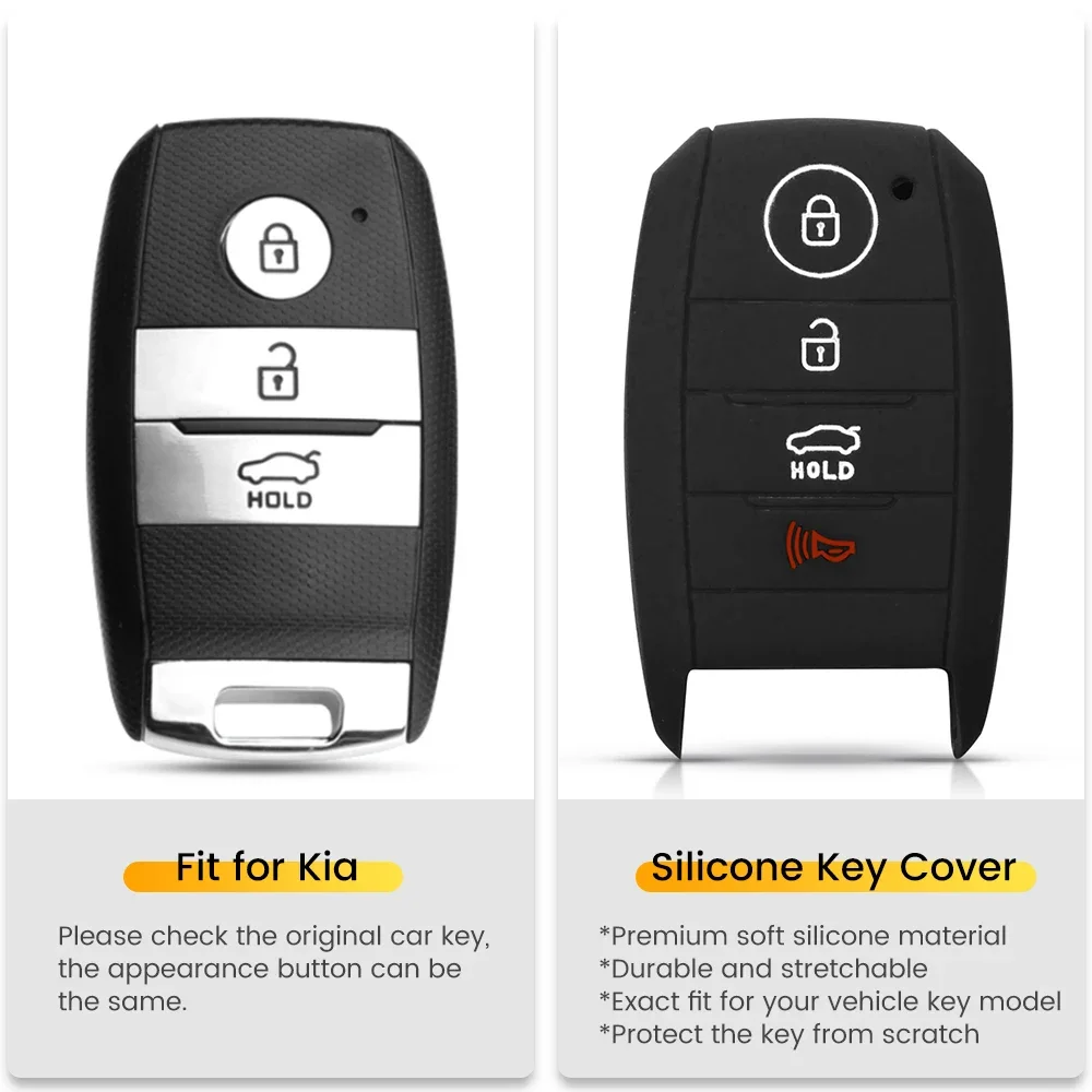 KEYYOU Silicone Key Case Smart 4BT Cover For Kia Sorento Optima Forte Koup Soul Niro 2014 2015 2016 Holder Protector Fob Keyless