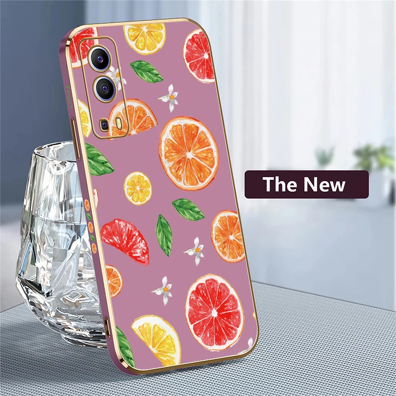 الليمون الكرز زهرة البرتقال طباعة جراب هاتف ل Vivo IQOO U5X Z7 Z9 Z9X U1X Neo Z3 تصفيح سيليكون للصدمات لينة غطاء من البولي يوريثان #4