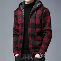 Fashion Men Clothing Winter Plus Fleece Thicken Hoodie Sweater Coats Loose Big Size Chic Zipper Knitted Casual Cardigans Jacket
