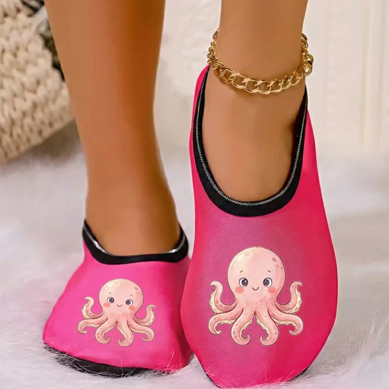 

Four season wearable couple cartoon bird print with thin velvet lining, breathable, high elasticity, anti slip floor slippers