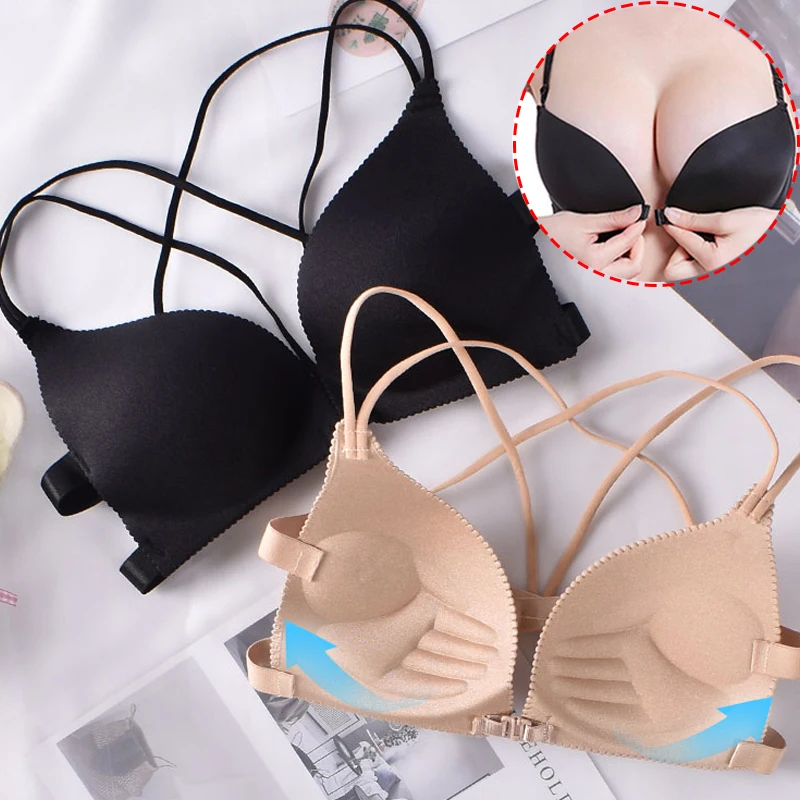 2024 Front Button Lingerie Women Beauty Back Push Up Bra Plus Size Bra Women Wired Top Sexy Backless Bra Comfortable Intimates