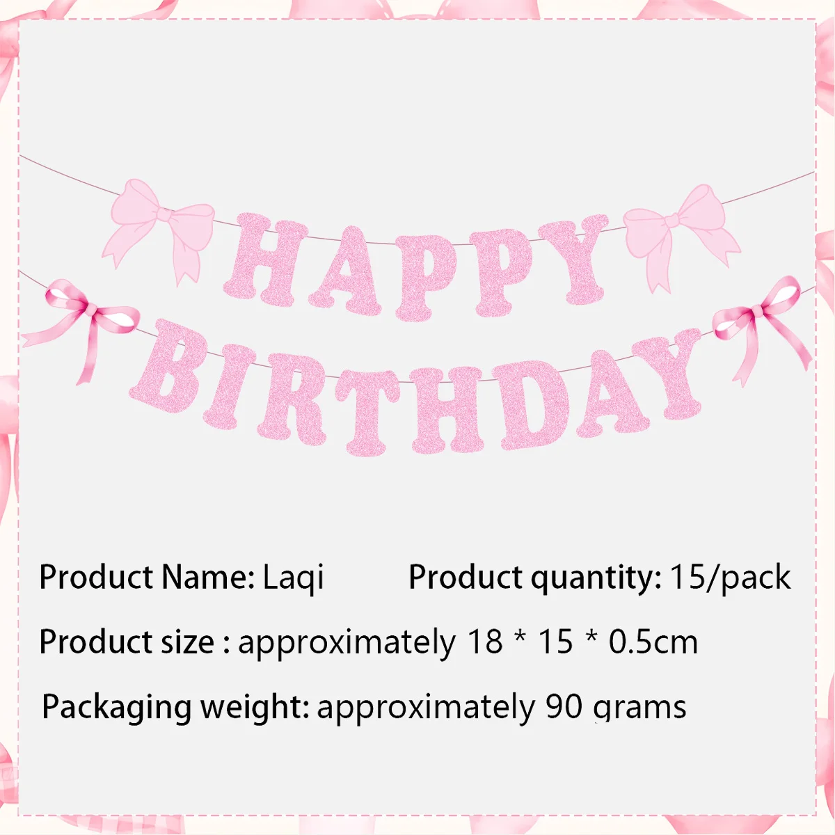 Pink Bow Birthday Decor Set Girl 1-9 Years Old Number Balloon Kit Happy Birthday Banner Baby Girl Cake Smash Party Backdrop Supp