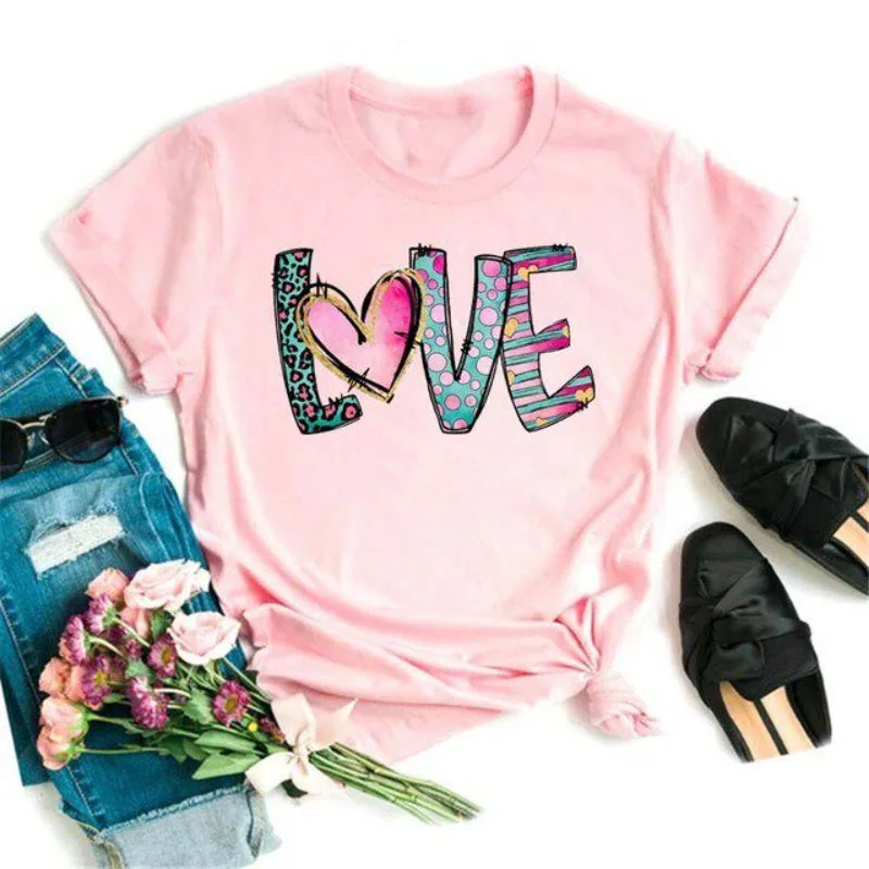 Summer Fashion Kitten Love Cute Cartoon Animal Shoulder Top Trendy T-shirt Round Neck Women's Trendy Parent Child Wear