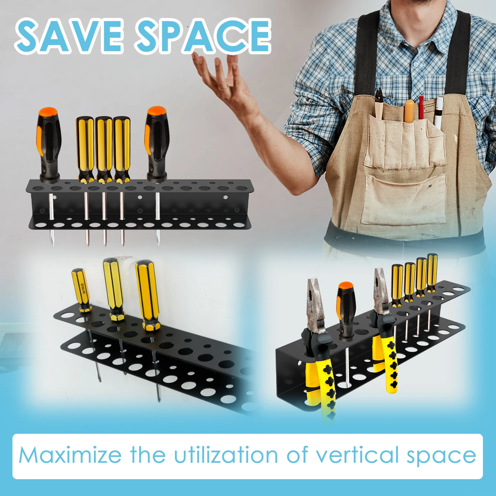 4/23 Löcher Schraubendreher Organizer Wandmontierter Schraubendreher und Zangenhalter Eisen Schraubendreher Rack Platzsparender Ständer für Garage