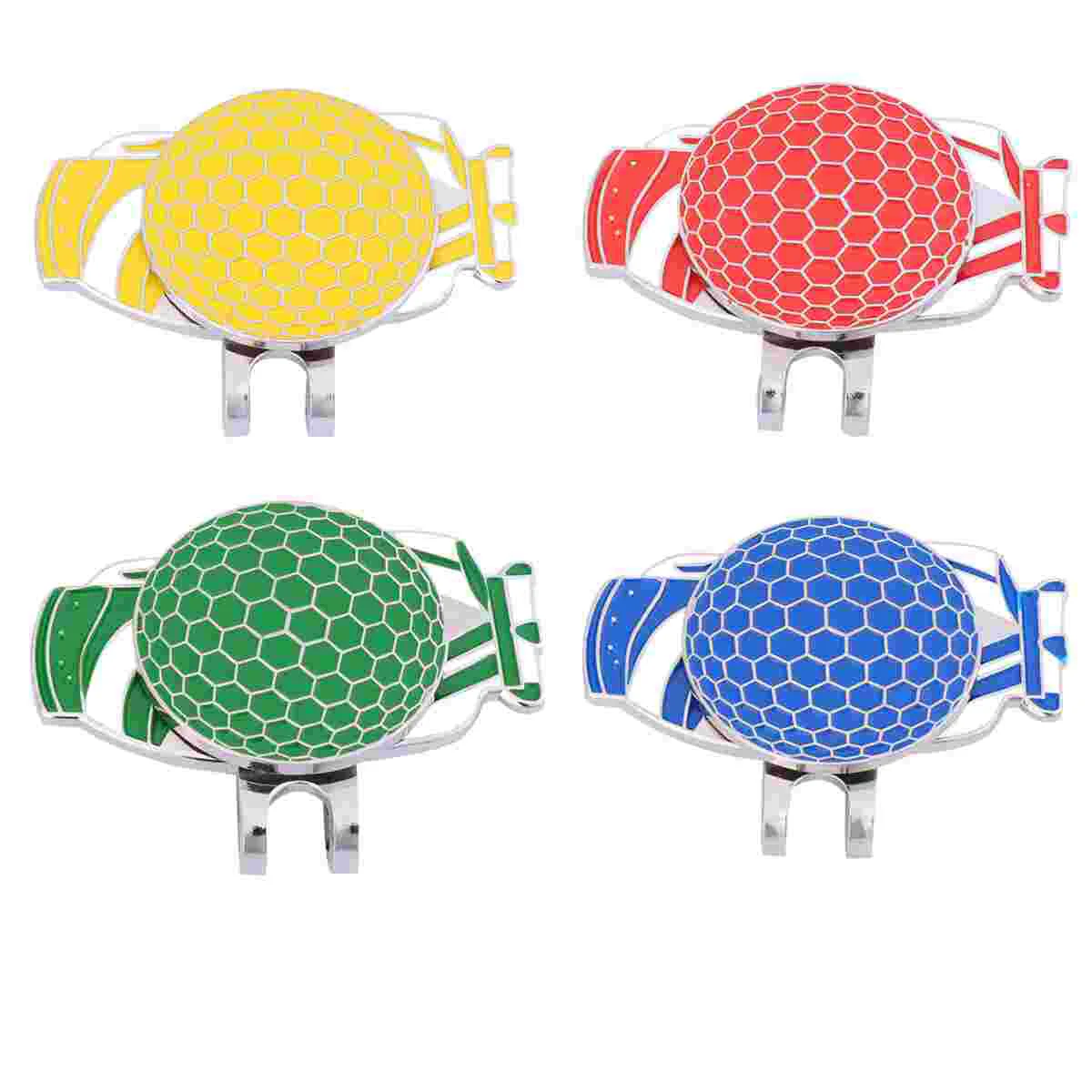 

4pcs Metal Hat Clips Ball Aiming Marker Training Accessories (Yellow, Red, Green, Blue) Marker Clip Ball Marker Clip