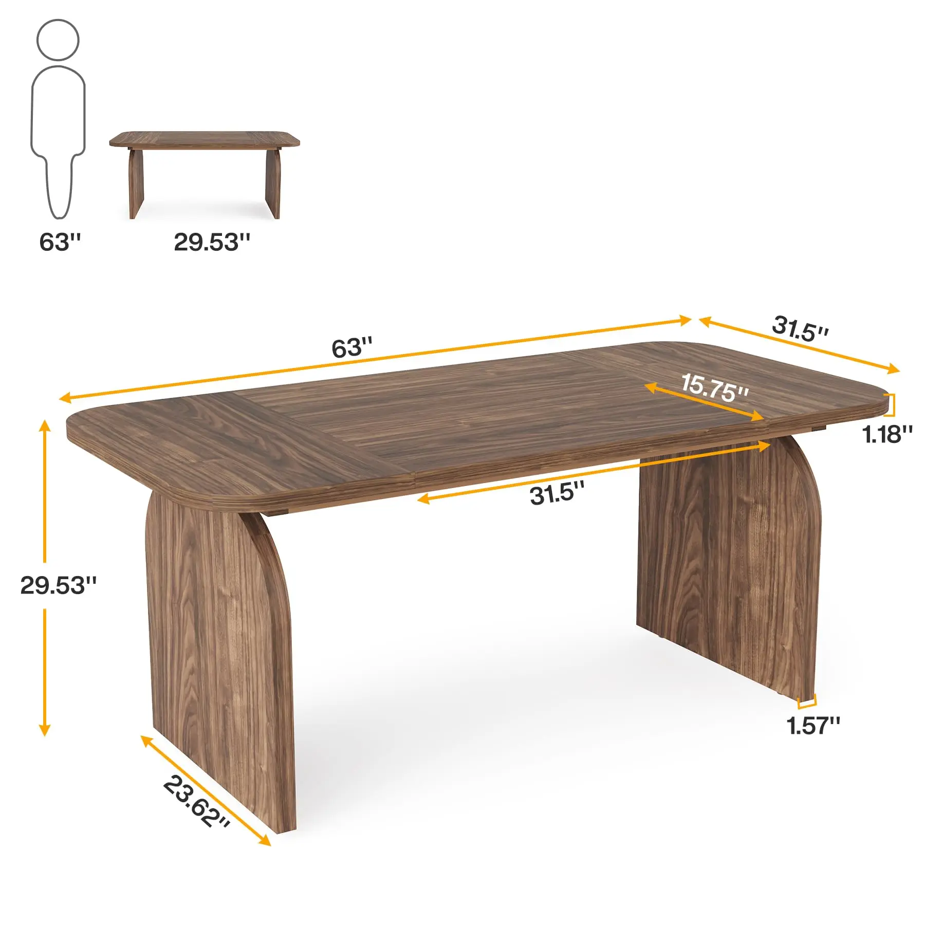 Tribesigns 63-Inch Rectangular Dining Table for 4 Person, Farmhouse Kitchen Dinner Table with Wood Laminated Board Tabletop