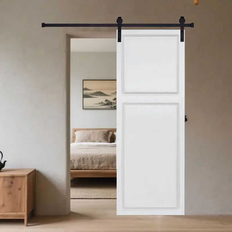 2-Panel Cottage Style Door 3/4" Thick 12" x 84" MDF White Barn Sliding Door with Hardware Kit