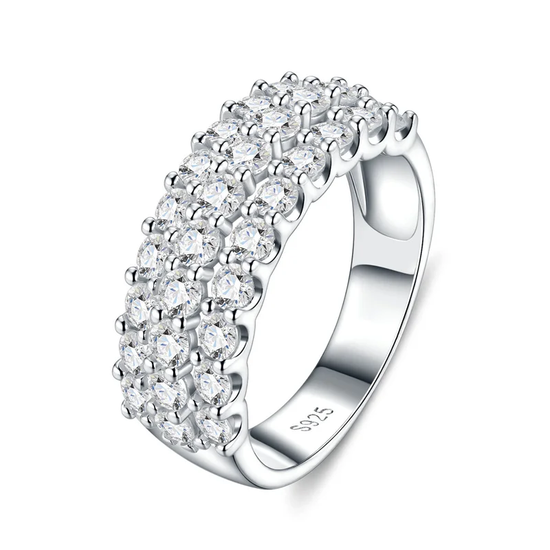 ZFSILVER s925 Sterling Silver Moissanite 3 Row Cow Head Ring Charms Women Fashion Classic High-Quality Jewelry Party Gift R17659