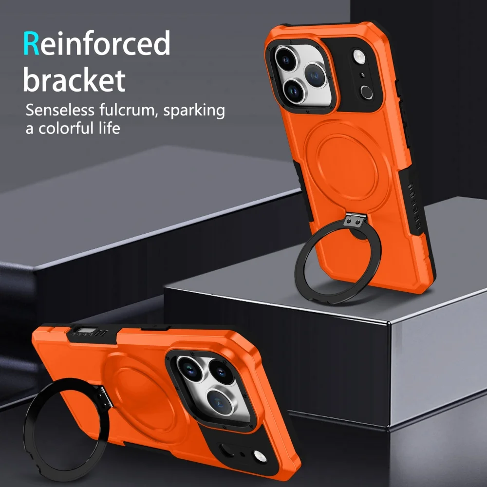 Luksusowe etui z pancerzowym wykończeniem i magnetycznym uchwytem MagSafe do iPhone'a 17 Pro Max 17 Air z pierścieniem, odporne na wstrząsy.