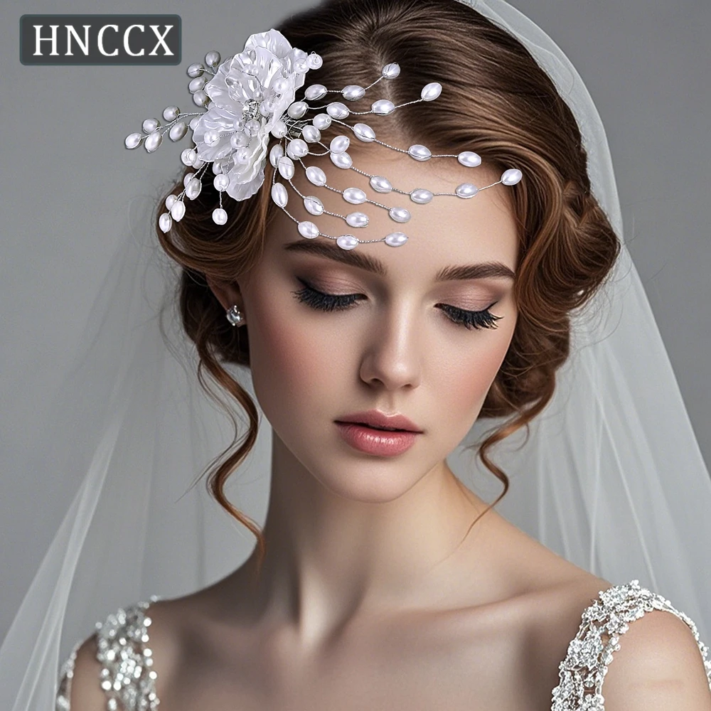 

HNCCX Wedding Flowear Hair Clips Bride Pearl Head Jewelry Silver Color Women Duckbill Clip Headpieces Hair Accessories CP818