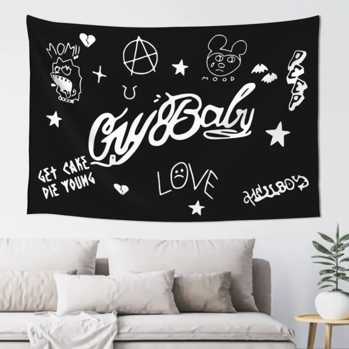 

Tattoo sheet Lil Peep Tapestry Funny Aesthetic Room Decoration Decorations For Room Wallpaper Bedroom Tapestry