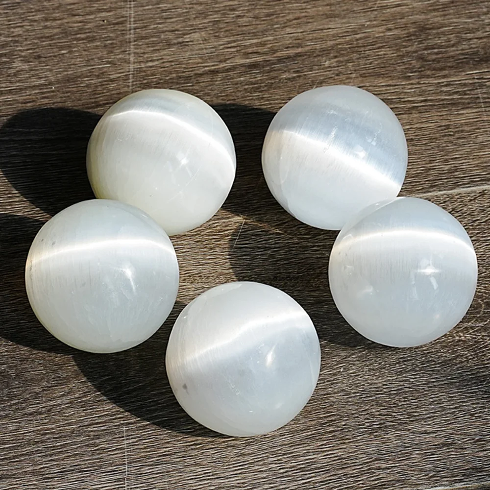

Natural Moroccan Selenite Crystal Ball Reiki Healing Crystals Sphere Gemstone for Meditation Fengshui Home Decoration