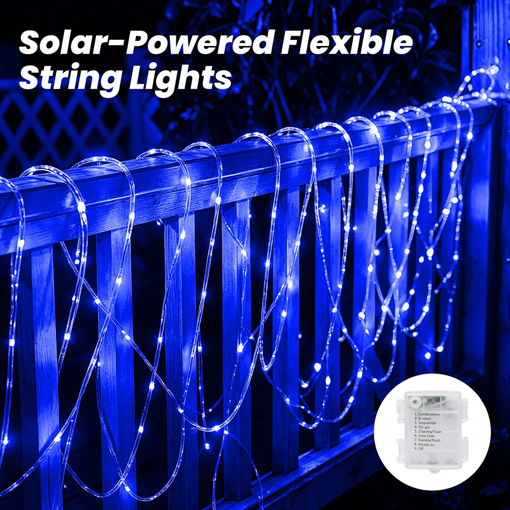 3AA Battery Box LED Rope String Lights 13key Remote 8 Modes Waterproof Clear PVC Tube Flexible Copper Wire Warm White Blue RGB