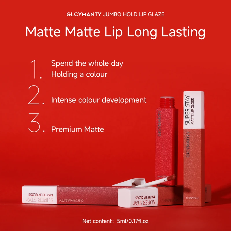 ลิปกลอส Matte Square Tube เกรดสูงเพื่อความชุ่มชื้นและสีติดทนนานโดยไม่ติดถ้วย