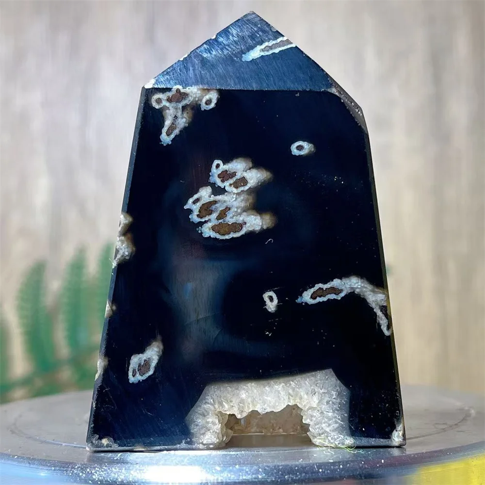 

Crystal Natural Black Agate Tower Point Mineral Polished Home Room Healing Mineral Specimen ReikGem Decoration Geode Gift Energy