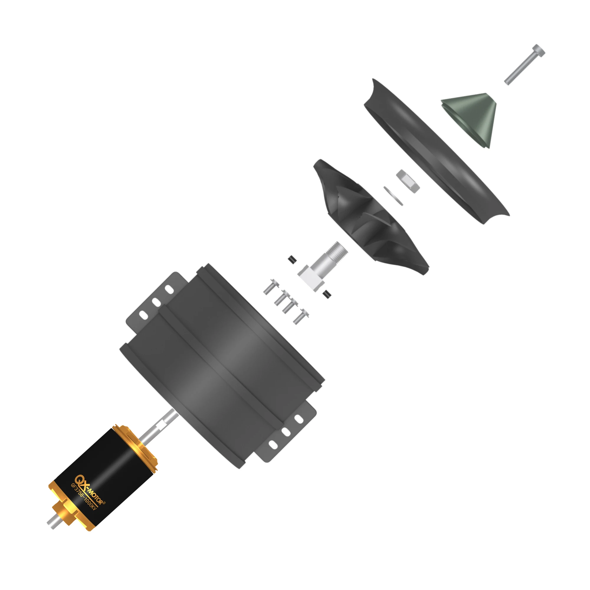 QX-MOTOR 90 مللي متر EDF 12 شفرات مروحة أنبوبية CWCCW مع QF3748 3758 محرك بدون فرشاة 1000kv 1200kv 1450kv 1550kv لعبة التحكم عن بعد #6