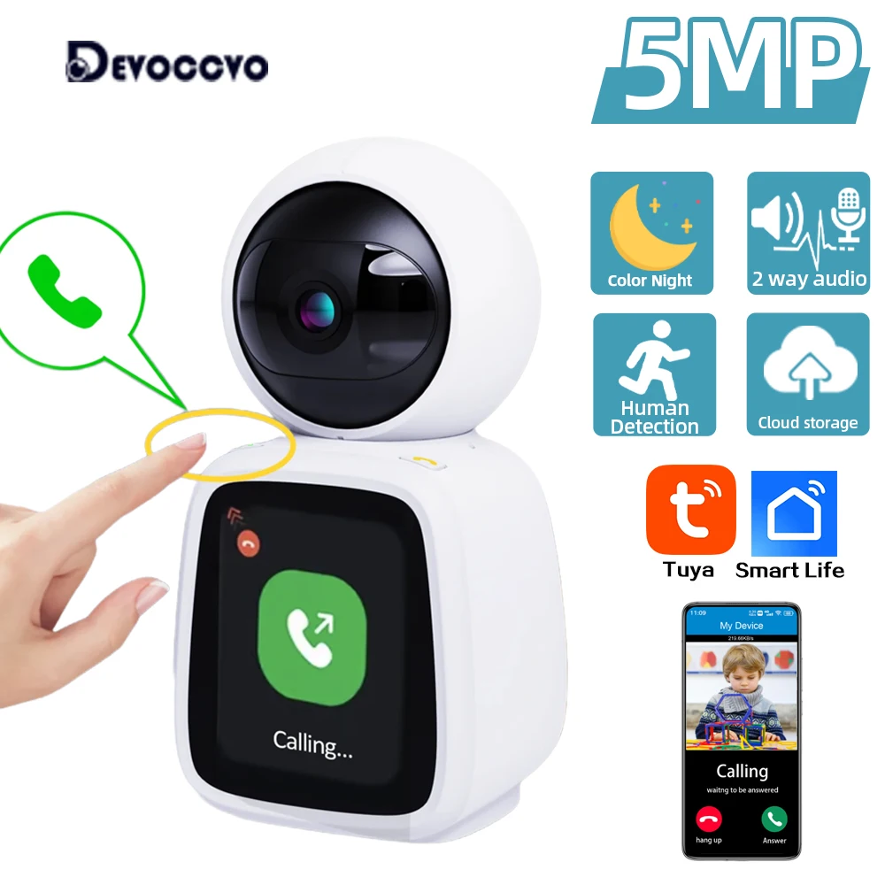 

Tuya 5MP Baby Monitor with WiFi Camera Auto Tracking Wireless CCTV PTZ IP Surveillance Camera Home Video Call Security Camera 2K