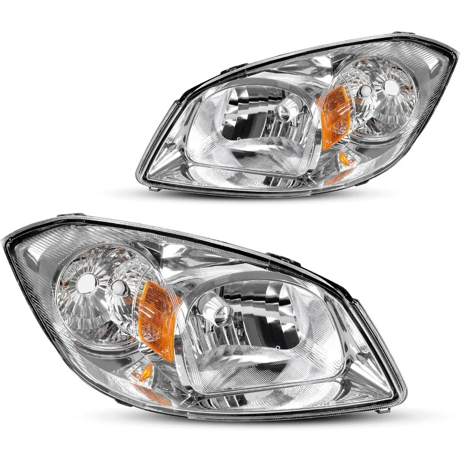 

Фара в сборе, совместимая с Chevy Cobalt 0506 Pursuit 0709, хромированный корпус Pontiac G5 с янтарным отражателем для привода