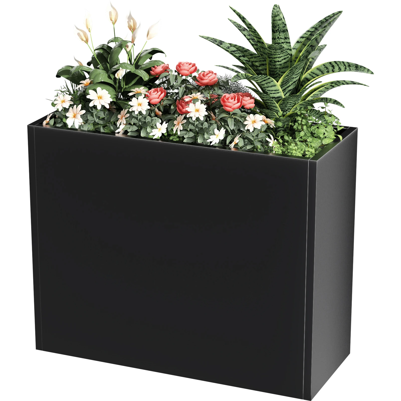 

Metal Tall Rectangular Planter, Large Planter Box for Outdoor Patio/Porch Modern Design, Multiple Sizes Available, Black